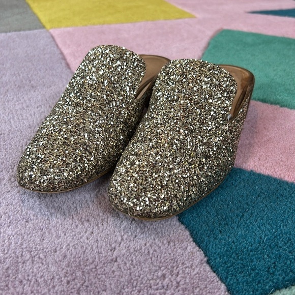 Madewell Willa Gold Glitter Heeled Loafer Mule Slip Ons - Picture 3 of 17
